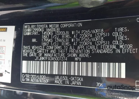 2010 Lexus Gx 460 from USA, damaged, VIN JTJBM7FX3A5007374